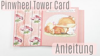 Pinwheel Tower Card ✿ Windrad Karte ✿ Anleitung ✿ Deutsch ✿ Bastelanleitung ✿ Karten basteln [upl. by Oglesby]