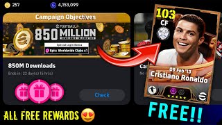 eFootball™ 2025 New 850M Download Campaign Rewards  Free Epic amp Free Coins In eFootball 2025 Mobile [upl. by Adolph55]