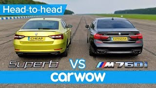 BMW M760Li vs Skoda Superb 280 DRAG RACE OVERTAKE BRAKE amp LUXURY challenge  Expensive vs Cheap [upl. by Lanam647]