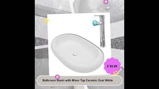 Bathroom Basin with Mixer Tap Ceramic Oval White [upl. by Arodaeht]