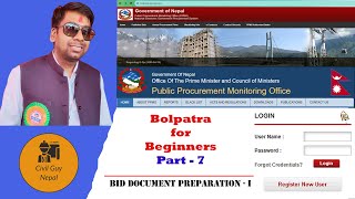 Part7  Bid Document PreparationI  Bolpatra For Beginners  PPMOBolpatraEGP Tutorial [upl. by Debbie406]