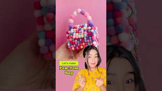 DIY PomPom Bag 😱 crafteraditi pompomcraft handmade diy shorts diybag ​⁠CrafterAditi [upl. by Dnalyram]