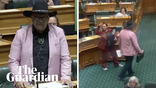 Māori party coleader ejected from New Zealand parliament after performing haka [upl. by Irot398]