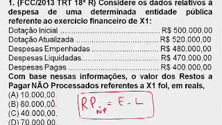 Aula 7 3 RESTOS A PAGAR RESTOS A PAGAR – QUESTÕES Wilson Araújo [upl. by Ahidam411]