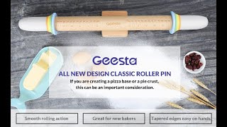 Geesta Adjustable Wood Rolling Pin with 5 Thickness Rings [upl. by Fugere]