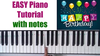 Happy birthday Easy Piano Tutorial with Notes  Mystic Manny  happybirthdayonpianotutorial [upl. by Riddle990]