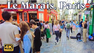 Paris Walking Tour 4K  Le Marais Paris France  September 2021 [upl. by Noivad826]