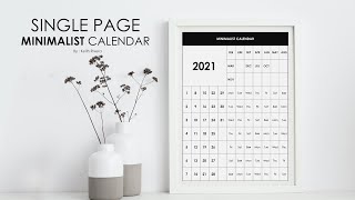 How to make a SINGLE PAGE MINIMALIST CALENDAR [upl. by Naillil]