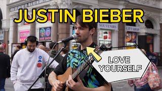 This BUSKER makes people STOP  Justin Bieber  Love Yourself [upl. by Erbas]