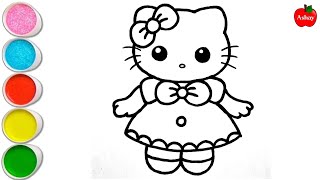 Hello Kitty Drawing Painting amp Coloring for Kids and Toddlers [upl. by Saenihp]