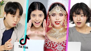 Koreans First React to the Asoka Indian Makeup Transformation Challenge [upl. by Etolas]