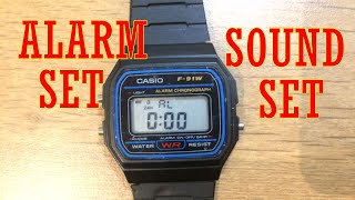 How to turn on  off Beep sound and Alarm sound on Casio F91W super quick [upl. by Soiritos]