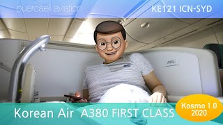 Korean air A380 First Class French toast at 37000 feet ICNSYD 2020 [upl. by Eatnuahc]