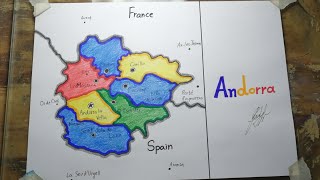 How to draw Andorra map easy SAAD [upl. by Llenrod607]