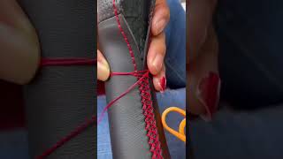 Steering wheel cover red thread automobile steeringwheelcover sewing wheelcover diycar [upl. by Yerffe283]