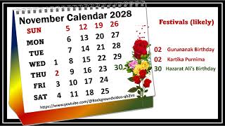 November Calendar 2028 novembercalender2028 [upl. by Tap]