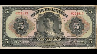 Billetes Antiguos de Mexico 3 Banco de Mexico 1925  1934 [upl. by Ellitnahc441]