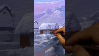 Painting Winter Village  Runaway  Aurora  JMLisondra painting art artwork [upl. by Yankee]