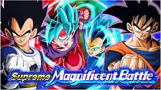 EZA LR INT VEGETAGOKU VS SSBKK GOKU amp SSBE VEGETA SUPREME MAGNIFICENT BATTLE DBZ Dokkan Battle [upl. by Rubens]