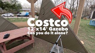 Costco Gazebo Roof 1 Person Setup [upl. by Lledal]