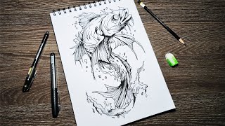 Baliq rasmini chizish  Drawing fish  Stilizatsiya [upl. by Pradeep879]