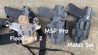 Universal Light Bearing Holster Showdown  Malus Sol vs MSP Pro vs Floodlight 2 [upl. by Cattima]