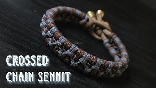 HOW TO MAKE CROSSED CHAIN SENNIT PARACORD BRACELET WITHOUT BUCKLE  PARACORD TUTORIAL DIY [upl. by Imim]