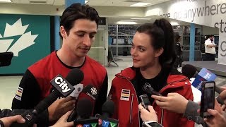 Tessa Virtue amp Scott Moir Interview After Arriving Home in Canada  LIVE 22618 [upl. by Nerrot]