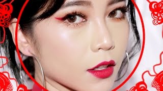 FUN RED MAKEUP l LUNAR CHINESE NEW YEAR MAKEUP LOOK [upl. by Willett637]