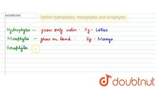 Define hydrophytes mesophytes and xerophytes  6  ADAPTATIONS IN PLANTS AND ANIMALS  BIOLOG [upl. by Imij]