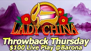 Lady China slot machine 100 Live Play and Free Spins Bonus for Throwback Thursday at Barona casino [upl. by Morganne557]