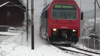 Züge im Schnee SBahn Niederweningen  Oberglatt [upl. by Abran]