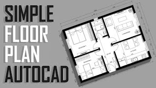 Simple Floor Plan  AutoCAD No VoiceOver [upl. by Aihselat622]