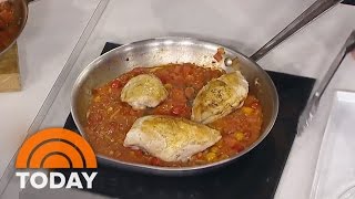 Melissa Clark Cooks A Family Dinner Favorite Pizza Chicken With Pancetta  TODAY [upl. by Neelrak]