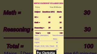 Psc Clerkship syllabus 2024🔥🔥 WBPSC Clerkship Subject Wise Syllabus shorts  shortsfeed wbpsc [upl. by Olson]