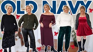 trying on HOLIDAY outfits from old navy 🎄✨size inclusive amp affordable [upl. by Crelin]