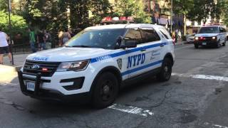 NYP EMS AMBULANCE amp 3 NYPD SRG 3 UNITS DEPLOYING FOR PARADE DUTY IN THE VILLAGE MANHATTAN NYC [upl. by Kina263]