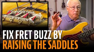 Fixing fret buzz raising the saddles [upl. by Eecyac]