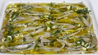 Anchovies in vinegar  Boquerones en vinagre [upl. by Ekralc92]