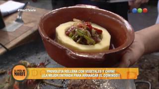 Provoleta rellena con vegetales y carne  La Peña de Morfi [upl. by Nosecyrb756]