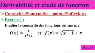 Etude de fonction et dérivabilité  concavité et point dinflexion  exercice corrigé  2BAC [upl. by Lola]