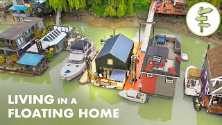 Couple Living in a Beautiful Floating Home on a Peaceful River – Full Tour amp How It Works [upl. by Nytsirhc]