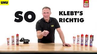 So klebts richtig UHU POLY MAX® Montagekleber Anwendungstipps  How to Video [upl. by Ilzel]