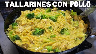 Tallarines Cremosos con POLLO y brocoli  Abelca [upl. by Ahsenev]