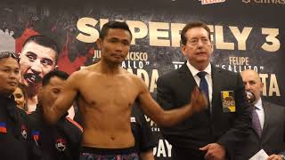 PINOY POWER 3 DIV CHAMP DONNIE NIETES WEIGH IN VS ASTON PALICTE [upl. by Noroj]