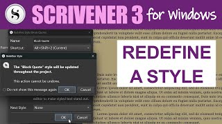 Scrivener 3 for Windows Redefining a Style [upl. by Ahsita]