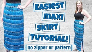 How to Make a Maxi Skirt with Elastic Waistband  Easy Sewing Projects for Beginners  DIY Skirt [upl. by Adas]