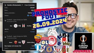 PRONOSTIC FOOT  Mes top 6 pronostic LEAGUE EUROPA Du jour  JEUDI 26092024 [upl. by Toor819]