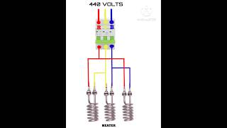 Three phase 440 volts Heatar Element delta connection with RYB supply shorts electricity [upl. by Esital718]