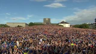 Iceland Euro 2016 Stars Perform Final Viking Clap with Thousands of Fans in Reykjavík [upl. by Adao]